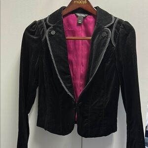 Velvet Black Jacket with Pink Lining by White House Black Market